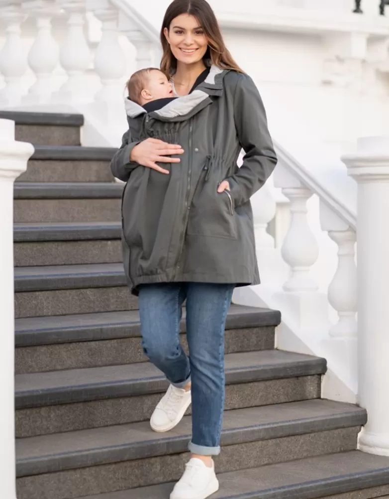 Seraphine Khaki Utility Parka 4-in-1 Umstands- und Babytragejacke mit Kapuze |