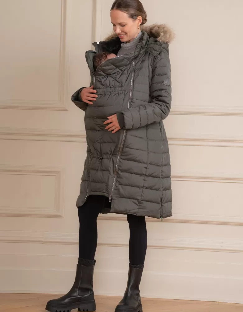 Seraphine Knielanger 3 in 1 Umstands- & Tragemantel Khaki |