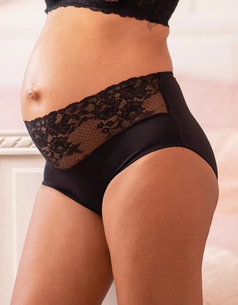 Seraphine Mid-Bump Umstandsslips mit Spitze – Schwarz |