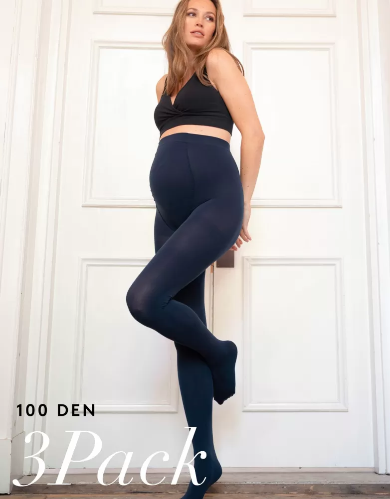 Seraphine Navy Umstandsstrumpfhose 100 Denier – Dreierpack |
