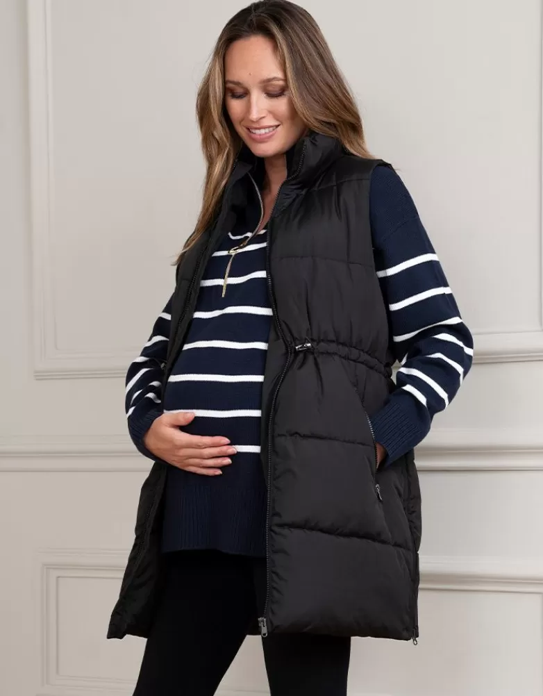 Seraphine Schwarze 3-in-1-Umstands- und Babytragesteppweste |