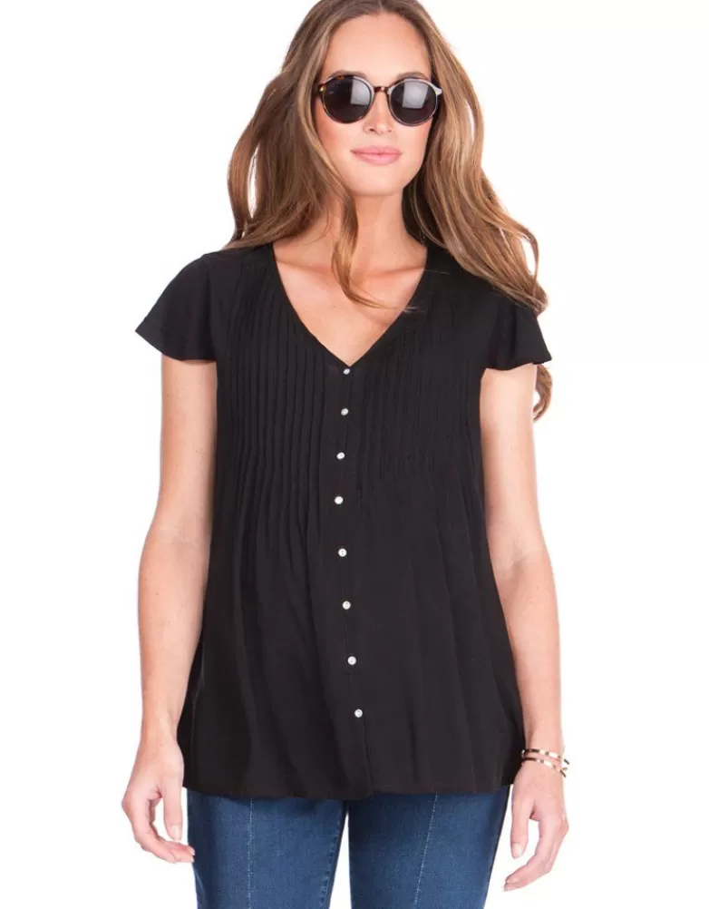Seraphine Schwarze Umstandsbluse mit luftigen Ärmeln |