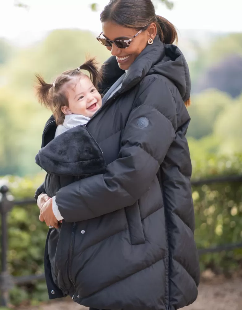Seraphine Schwarzer Daunenumstands- und Babytragemantel |