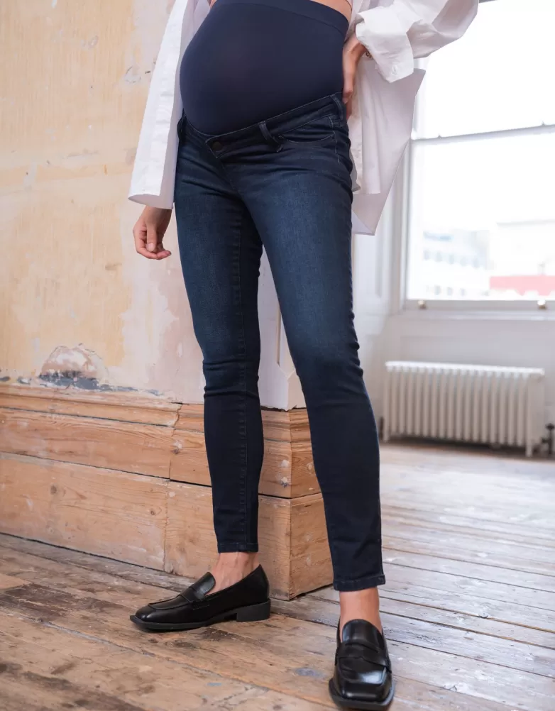 Seraphine Skinny Mutterschafts-Jeans Indigoblau Over Bump |