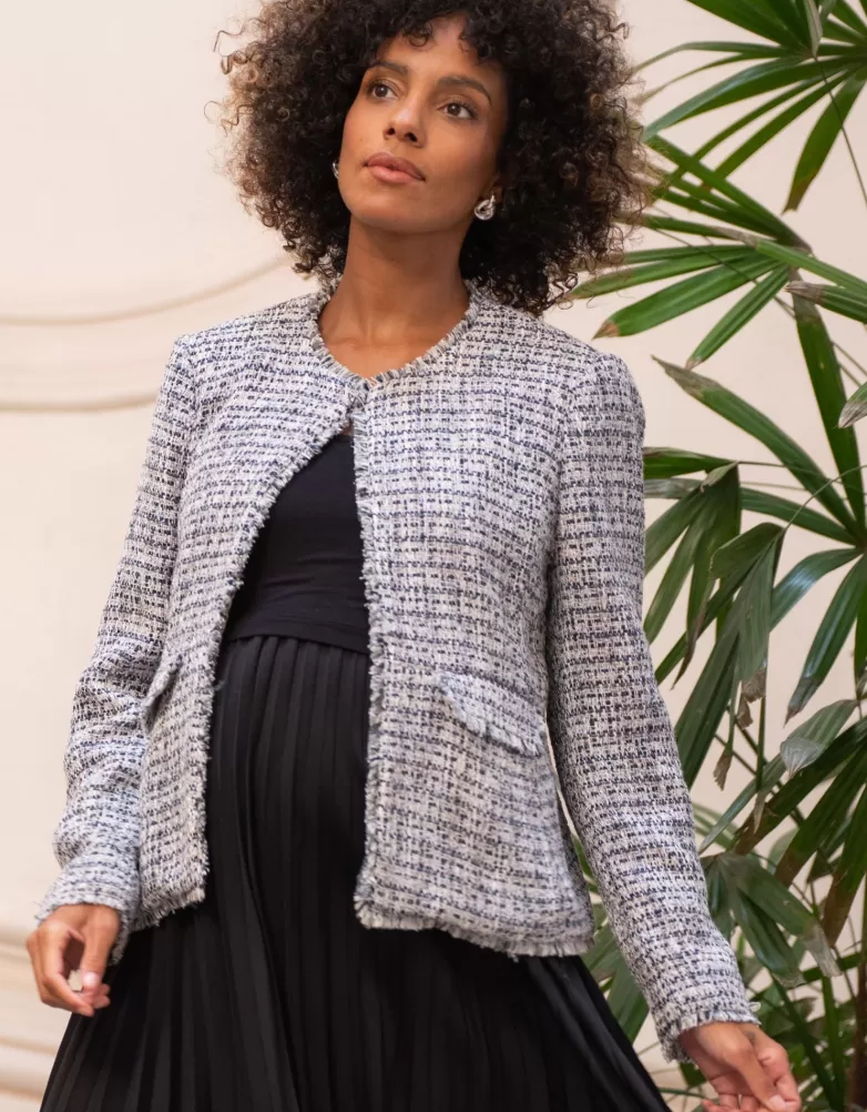 Seraphine Tweed-Umstandsjacke mit Fransen |