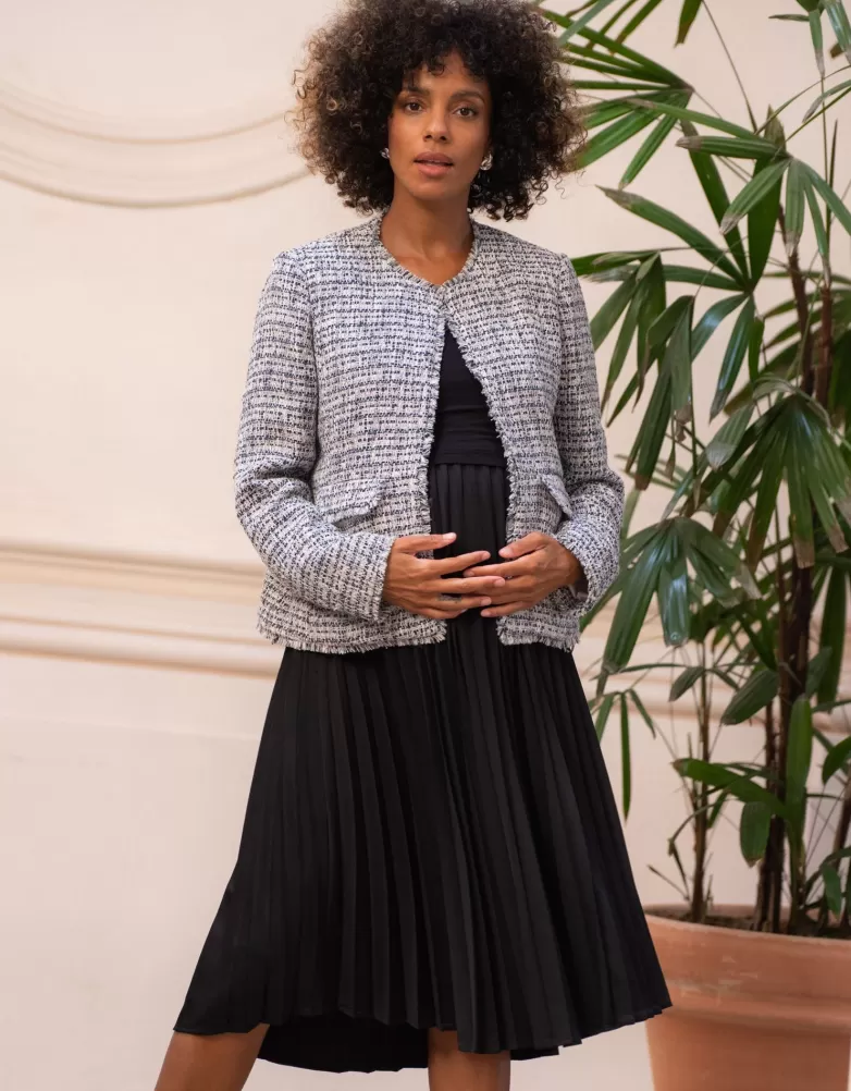 Seraphine Tweed-Umstandsjacke mit Fransen |