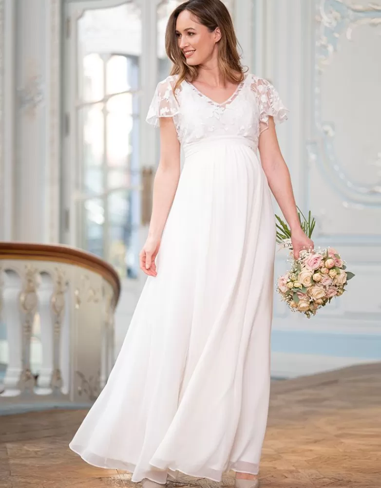 Seraphine Umstands- und Stillbrautkleid aus elfenbeinfarbener Spitze und Seidenchiffon |