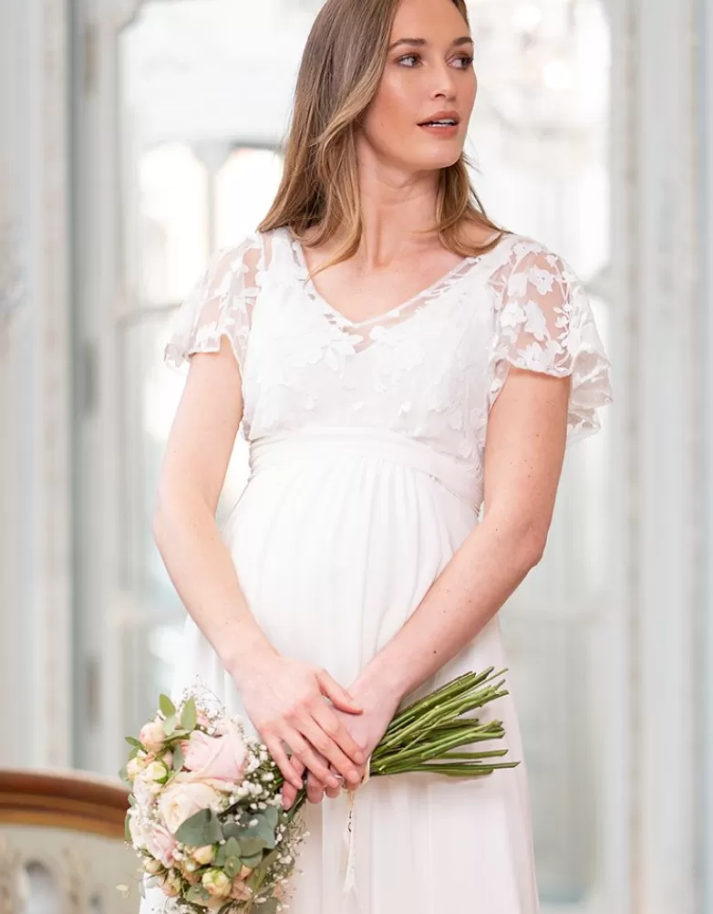 Seraphine Umstands- und Stillbrautkleid aus elfenbeinfarbener Spitze und Seidenchiffon |