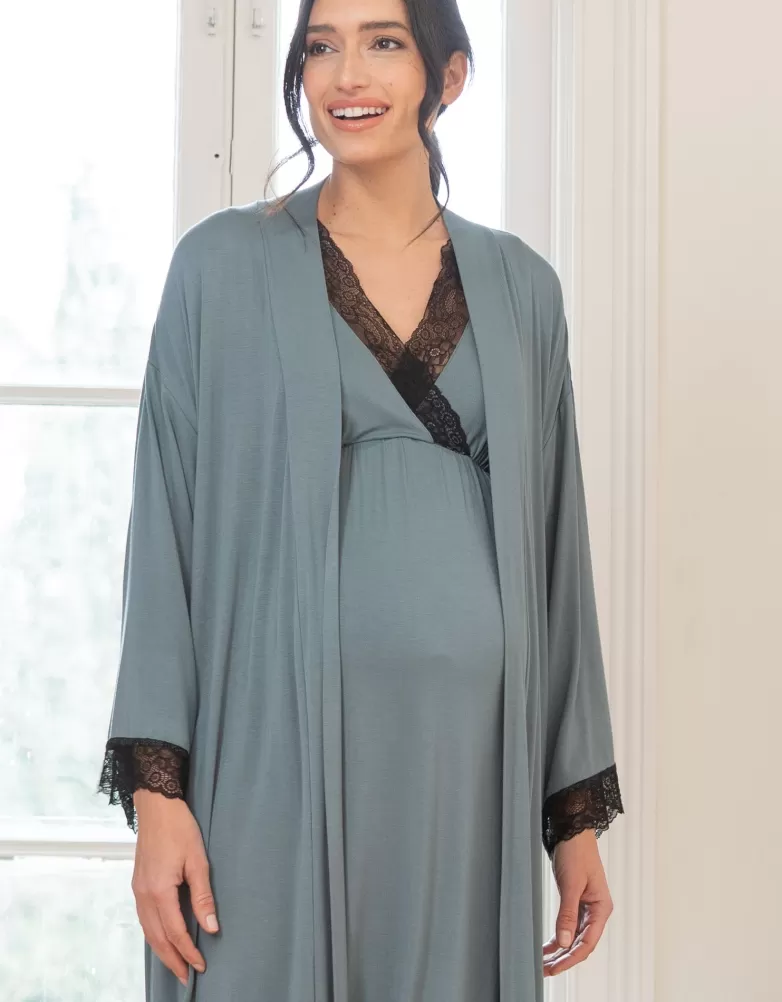 Seraphine Umstands- und Stillmorgenmantel mit Spitzenbesatz |