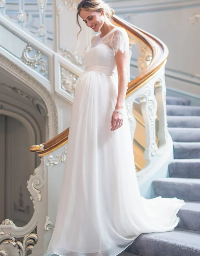 Seraphine Umstandsbrautkleid aus Seide und Spitze Lang |