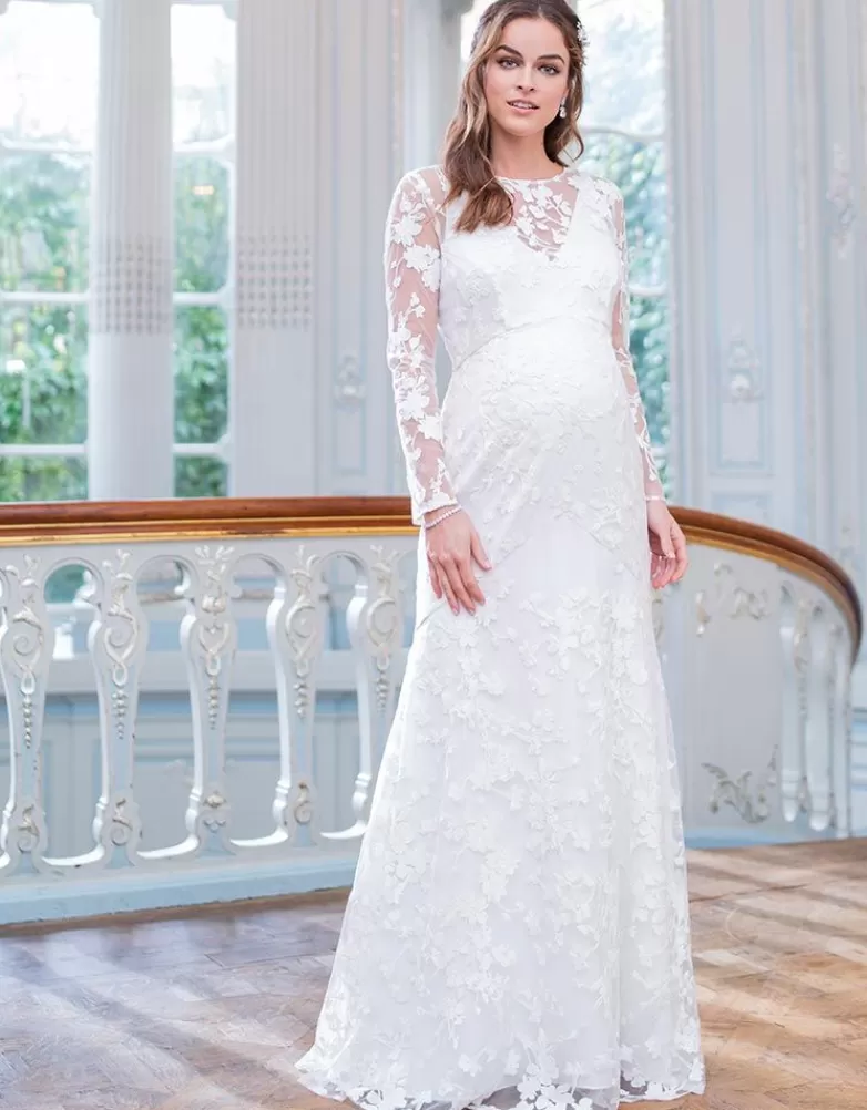 Seraphine Umstandsbrautkleid mit langen Spitzenärmeln |