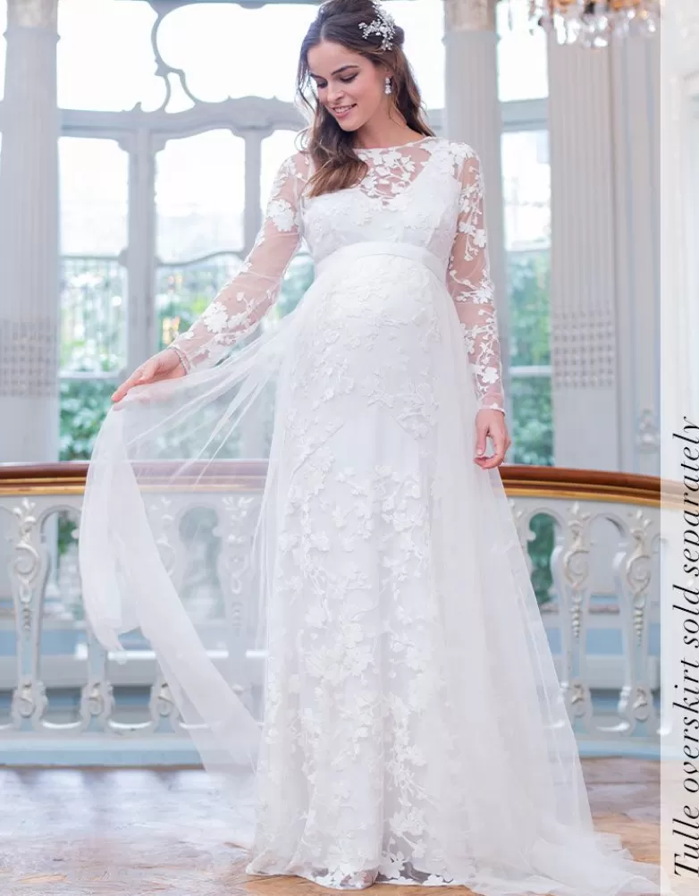 Seraphine Umstandsbrautkleid mit langen Spitzenärmeln |