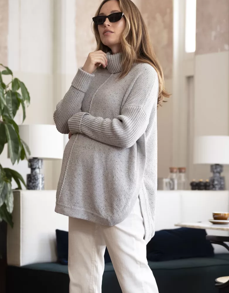 Seraphine Umstandspullover im Cape-Stil aus Baumwolle, Grau |