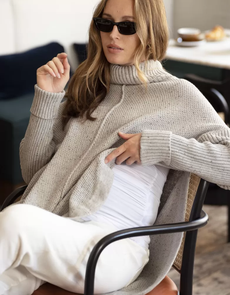 Seraphine Umstandspullover im Cape-Stil aus Baumwolle, Grau |