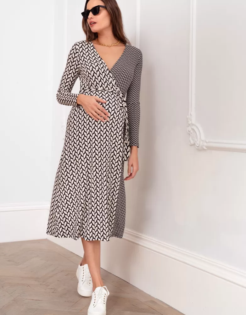 Seraphine Umstandswickelkleid mit Kontrastdruck |