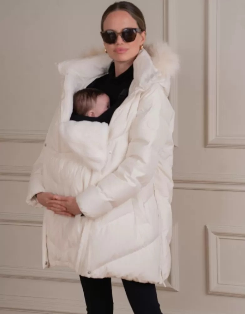 Seraphine Weißer Daunenumstands- und Babytragemantel |