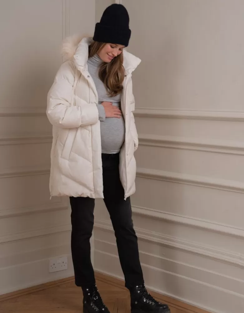 Seraphine Weißer Daunenumstands- und Babytragemantel |